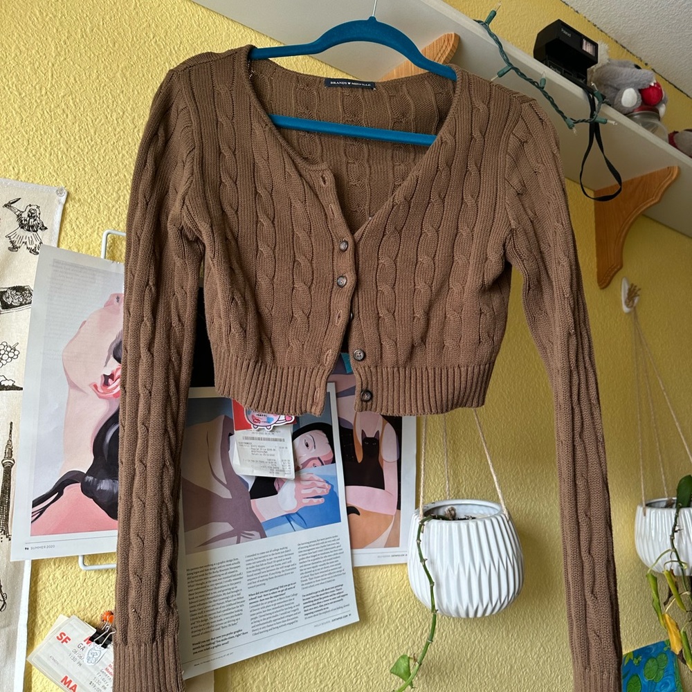 Brandy Melville Brown Teddy Cardigan